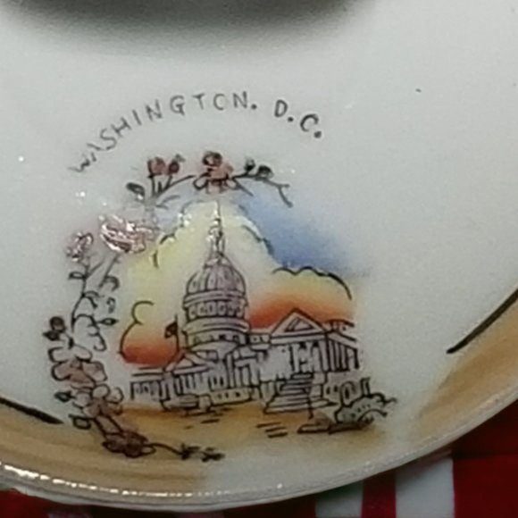 Lusterware Demitasse Teacup & Saucer Set Washington DC Souvenir Occupied Japan - Picture 6 of 8